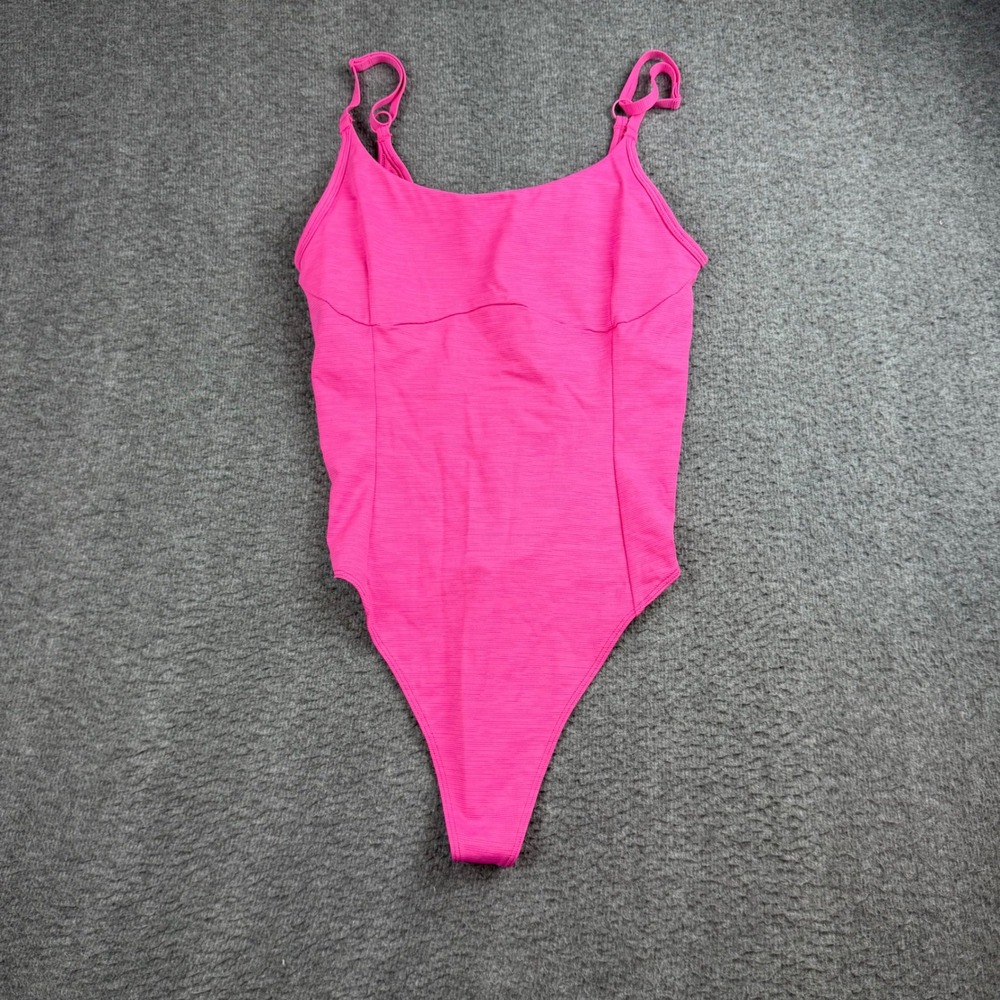Outdoor Voices Bodysuit Women's Small Pink Ribbed Adjustable Strap Activewear